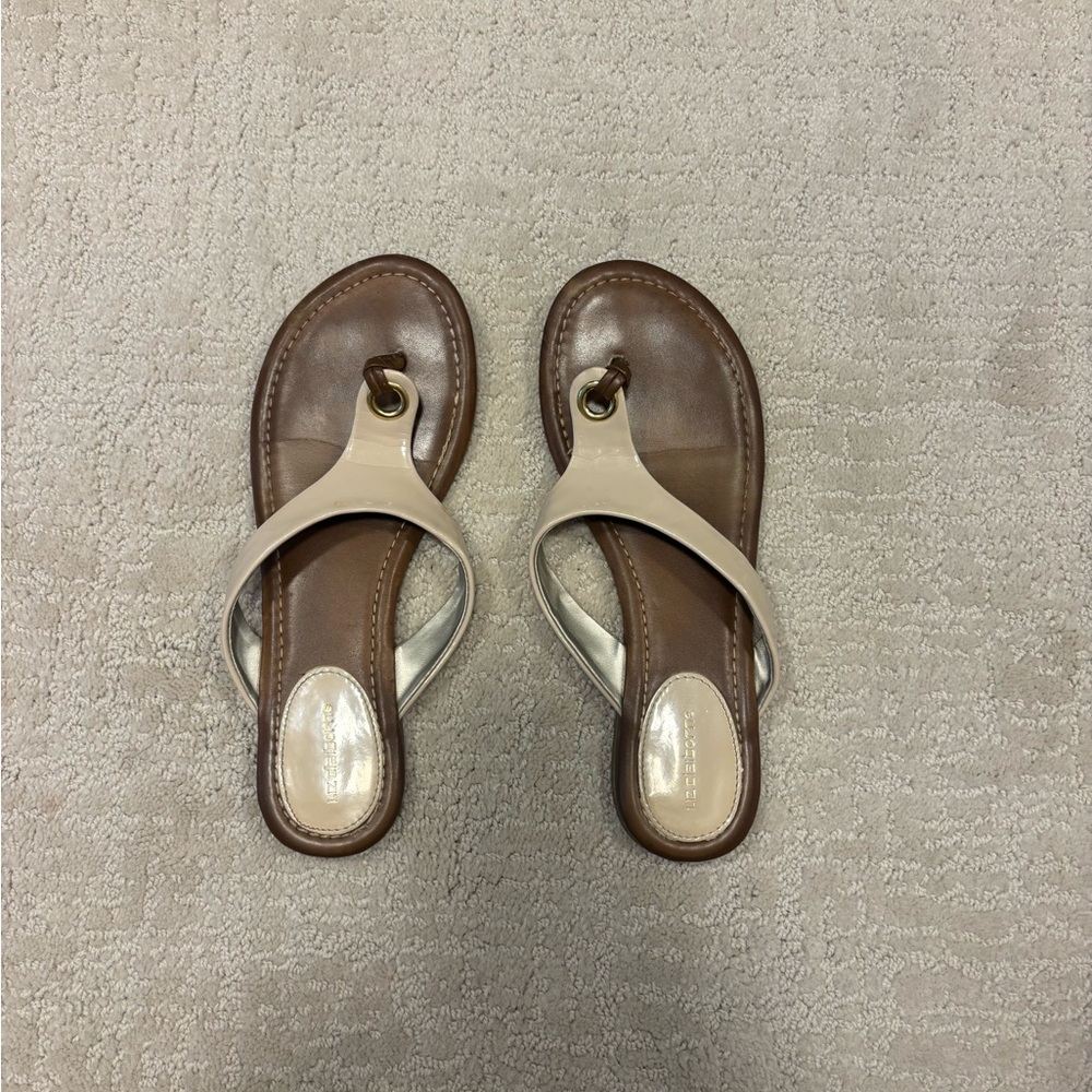 Liz Claiborne Cream and Brown Sandals